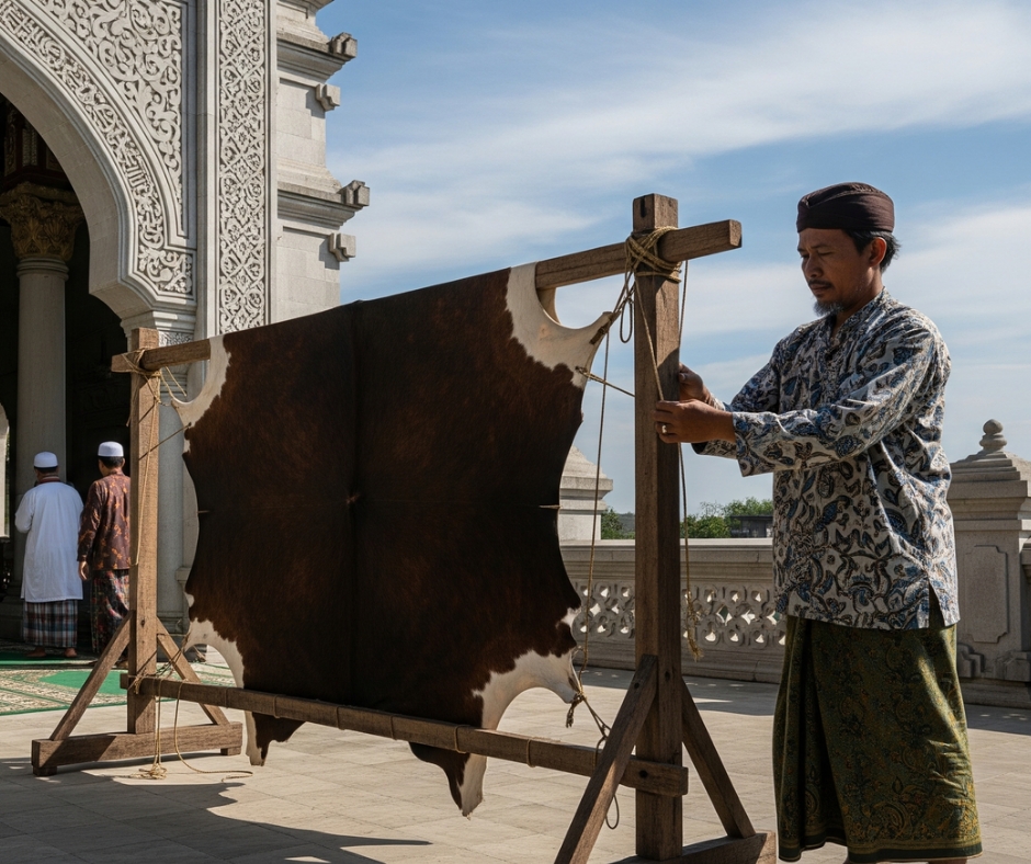 5 Langkah Cara Mengeringkan Kulit Sapi untuk Pembuatan Bedug Masjid